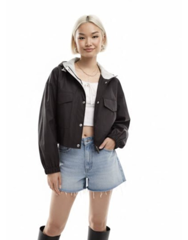 Cropped Hooded Rain Jacket