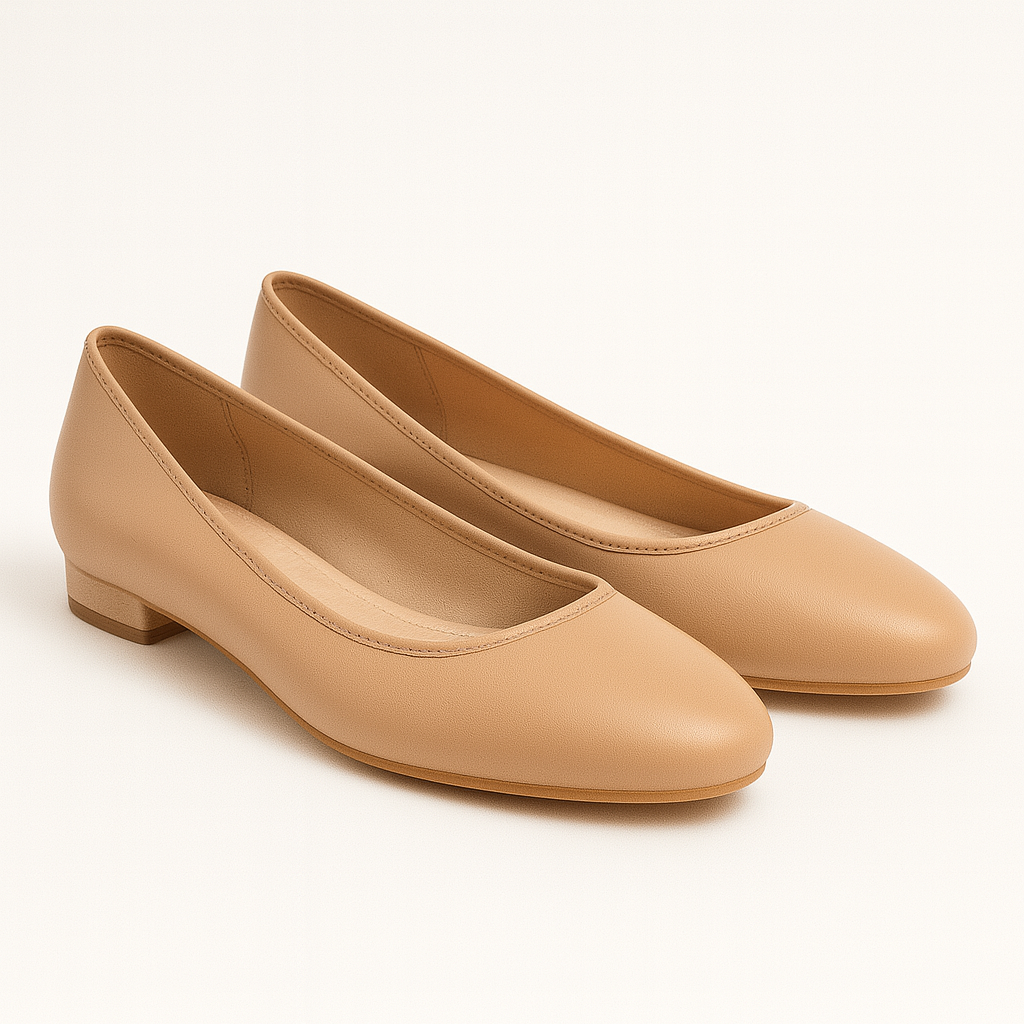 Women’s Nude Leather Ballet Flats